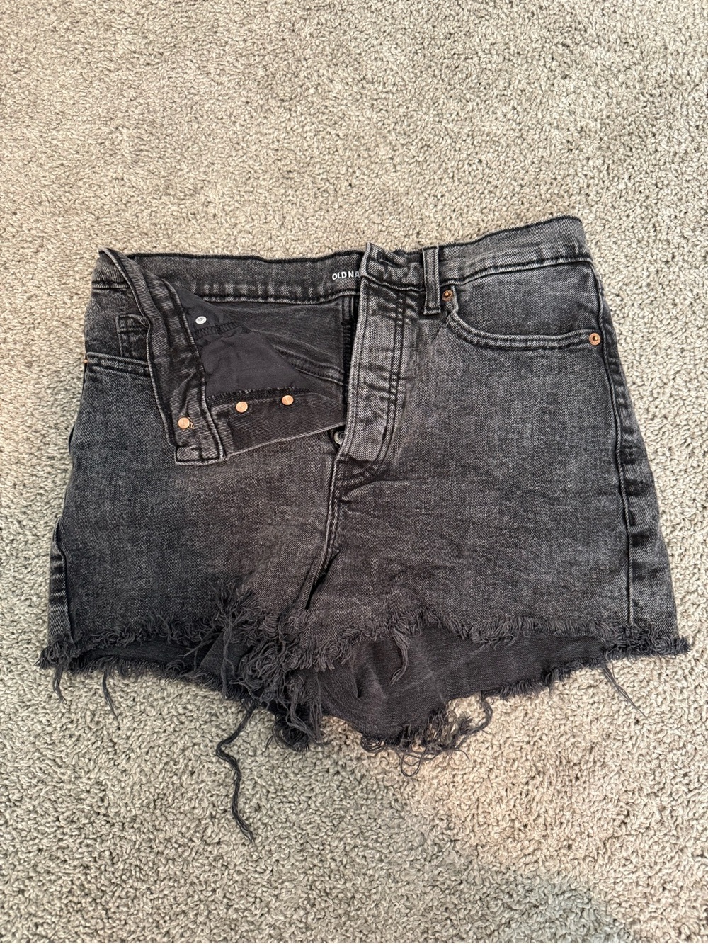 Old Navy Washed Black Frayed Hem Denim Shorts